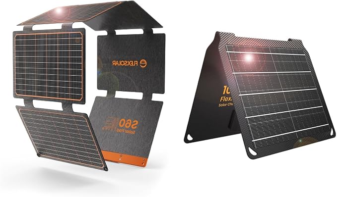 60W Foldable Solar Panel, Portable Solar Charger with USB-C PD3.0 / USB-A QC3.0 / DC 20-28V Port and 10W Portable Solar Panel ETFE Foldable Solar Panel Charger with USB-A Port