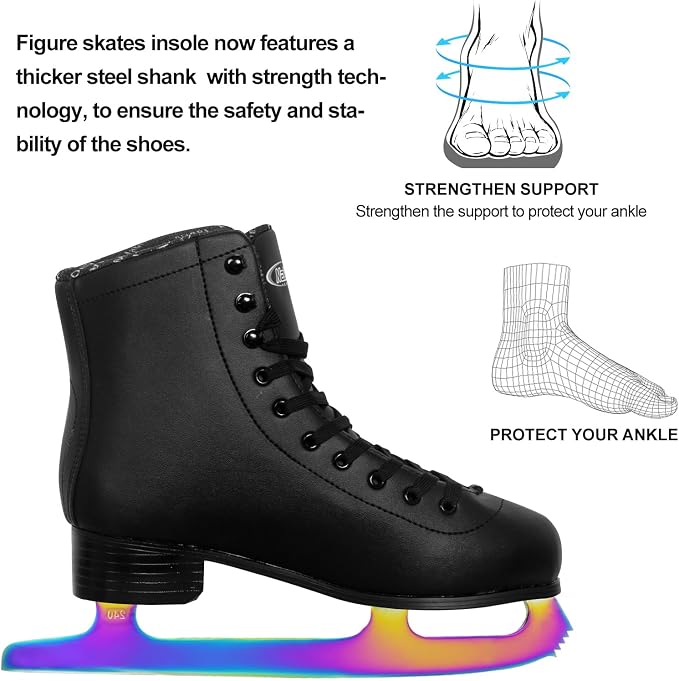 Nattork Figure Skates for Boys and Girls Excellence Stainless Steel Blades Ice Figure Skating with Enhanced Support Strength Performance and Ultimate Comfort
