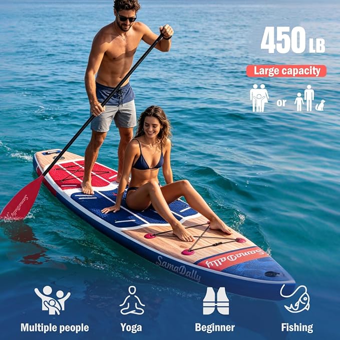 Inflatable Stand Up Paddle Board - Ultra Stable Wide Paddle Boards of All Skill Levels, Full-Color Gradient Design, Anti-Slip EVA Deck with Premium Accessories