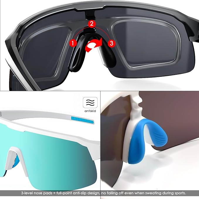 Sunglasses TR90 Frame Anti-Slip Full Coating HD Lens UV400 Protection Cycling Multi-Sport