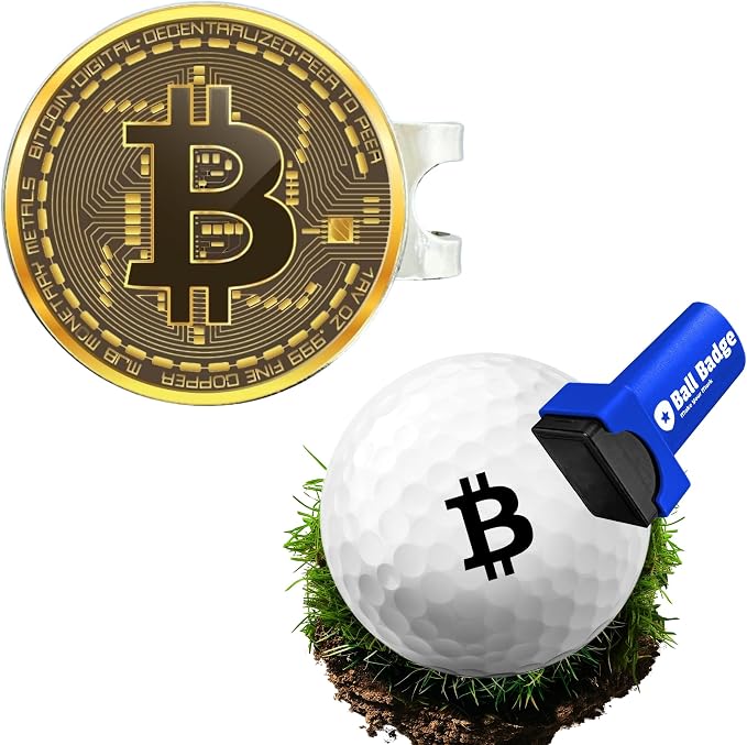 Bitcoin Golf Ball Marker and Bitcoin Golf Ball Stamp- Bundle
