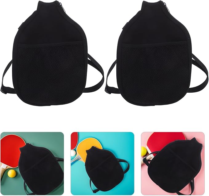 POPETPOP Tennis Racket Protective Cover Set and Shoulder Strap 2pcs with Neoprene Material, Oxford Cloth Mesh Storage Bag Portable Design for Travel and Rainy Days, Applicable Paddle