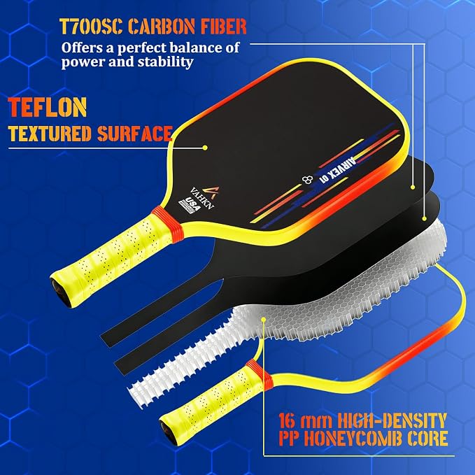 Pickleball Paddles |16MM Carbon Fiber Pickleball Paddle | High-Spin Textured Surface & Vibrant Gradient Edge | USAPA Approved Racket for Ultimate Power,Control & Precision