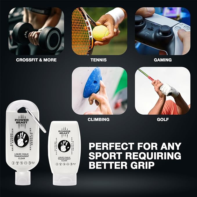 Clear Liquid Chalk, Non Sticky Grip Enhancer, Dry Hands, Transparent Liquid Chalk, Anti-Slip Solution, Dry Grip for Tennis, Golf, Pole Dancing, Gaming, and All Sports