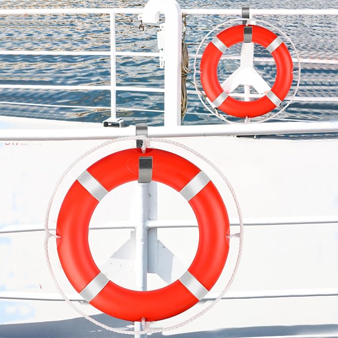 23"/28” Life Ring, Life Preserver Ring with 98.4FT Water Floating Lifesaving Rope,Boat Safety Throw Rings with Reflective Tape,(Orange) - 2 Size