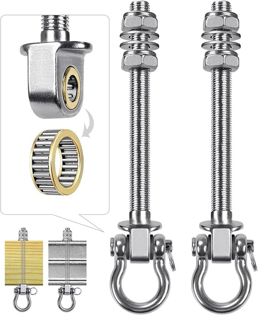 Dolibest Swing Hangers with Bearing - 2 Pack Stainless Steel 304 Swing Hooks for Wood & Metal Beams, Ideal for Hanging Hammocks, Yoga Swings, Porch Swing, Boxing Bag 1500 LB Capacity -7''x M2/5''