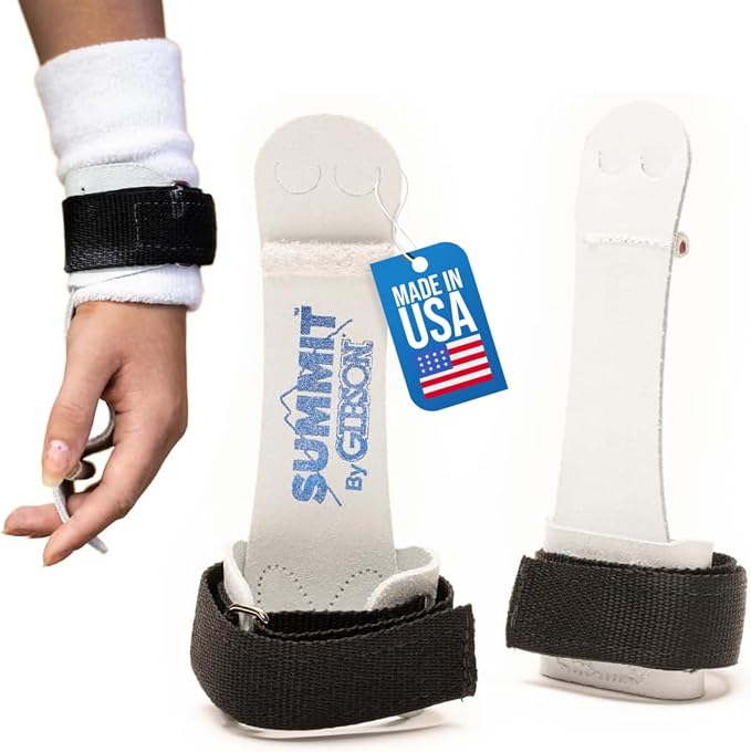 Gibson Athletic Summit Uneven Bar Gymnastic Grips for Girls, Durable Leather Grip with Double Buckle Straps for Secure Grip, Hand Grips for Early Competitor Gymnasts - Made In USA