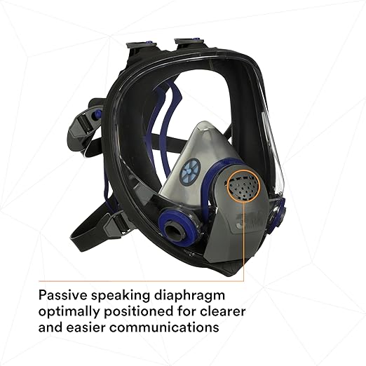 3M Ultimate FX Full Facepiece Reusable Respirator, FF-402, NIOSH, ANSI, Six-Strap Harness for a Secure Comfortable Fit, Cool Flow Valve, Passive Speaking Diaphragm, Medium