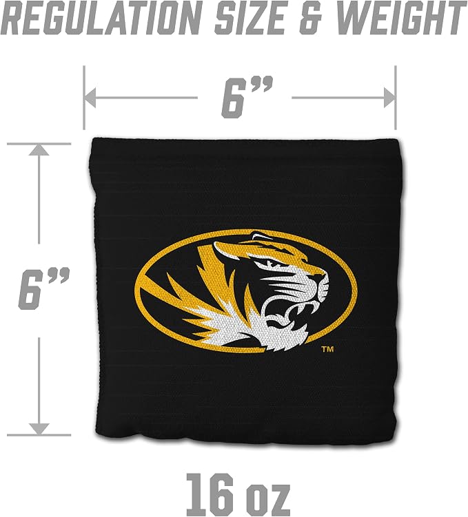 YouTheFan Officially-Licensed NCAA Set of 8 Cornhole Bags - All Weather Dual Sided Slide & Stop - Regulation Size with Carry case