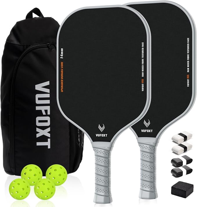Pickleball Paddles Set of 2/4, USAPA Approved Carbon Fiber Surface Pickle Ball Set - 14mm PP Honeycomb Core of Lightweight Pickleball Rackets -Suitable for Beginners' Training and Game（Blue）
