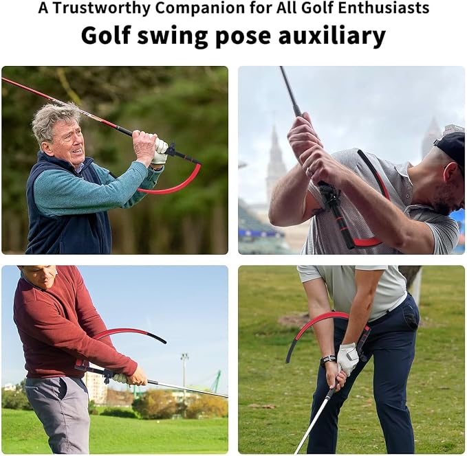 Keenso The Hanger Golf Training Aid, Golf Swing Aids Golf Training Equipment Swing Caddy Golf Swing Trainer Swing Trainer Rubber Improve Swing Posture Curved Portable Swing Training (Black)