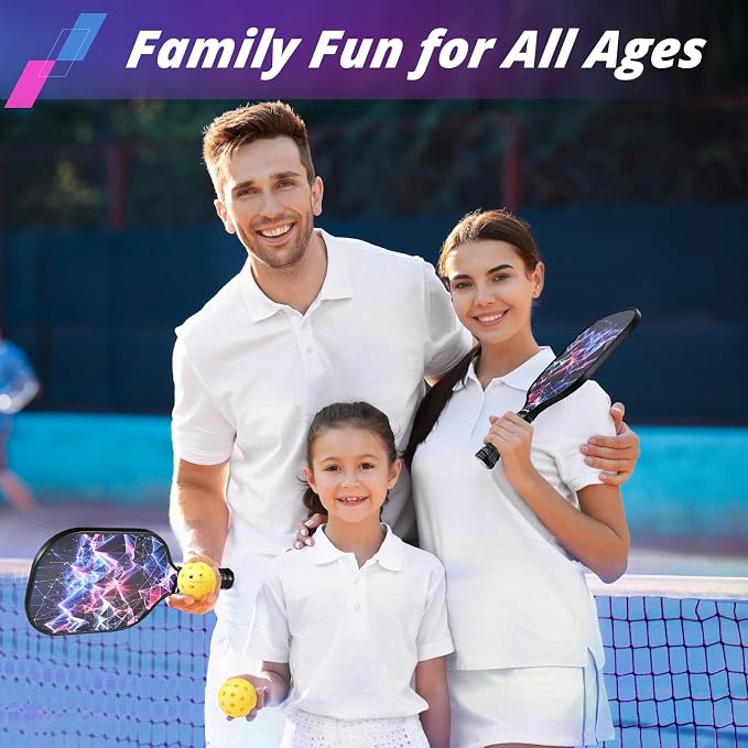 niupipo Pickleball Paddles Set of 2 or 4, USAPA Approved Fiberglass Pickleball Paddle Set with Balls and Bag, Polypropylene Honeycomb Core, Lightweight Pickleball Paddles for Beginners Men Women