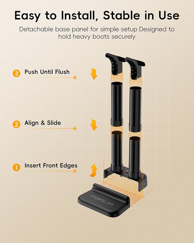 FORLIM Boot Dryer for Work Boots, Energy-Efficient & Silent Boot Warmer, No Fan No Noise Portable Design,Helps Reduce Odor, Low Heat Shoe Dryer for Home Outdoor Use(Black)