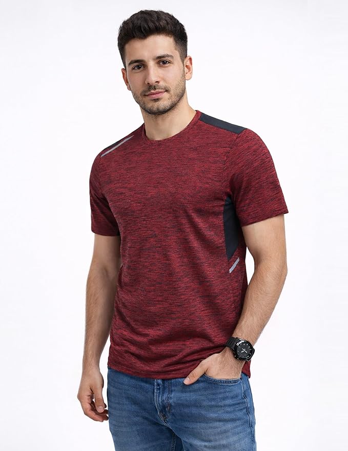 5 Pack Men’s Active Quick Dry Crew Neck T Shirts | Athletic Running Gym Workout Short Sleeve Tee Tops Bulk