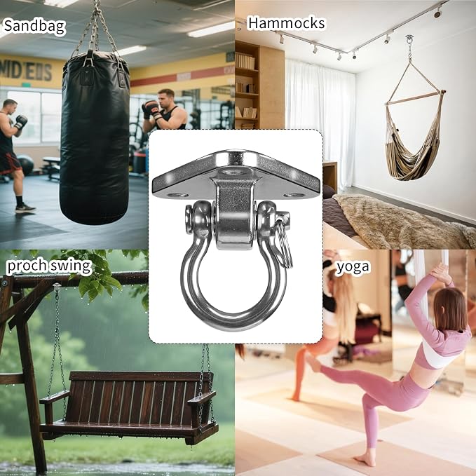2 Bearing Swing Hangers Heavy Duty 304 Stainless Steel 1500LB Capacity 180°for Yoga Porch Swing Seat Sandbag, Gym