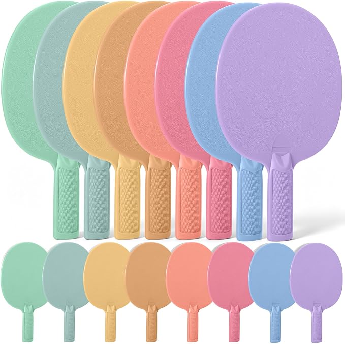 Junkin 16 Pcs Bulk Plastic Table Tennis Paddle Set Multi Color Sports Table Tennis Rackets Paddles Portable Equipment Accessories for Indoor Outdoor Games, Easy Grip and Light Spin