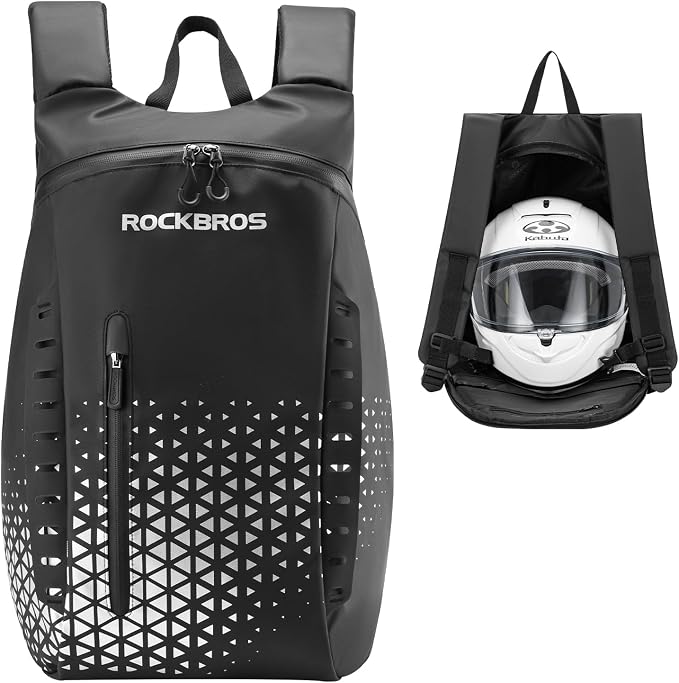ROCKBROS Motorcycle Helmet Backpack, 14.5L Large Capacity Helmet Bags with Reflective Symbol, Waterproof Storage Bag Luggage Bag