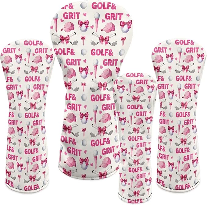 Rnyleeg Golf Club Head Covers for Women Driver Head Cover Leather Fairway Wood Headcover Hybrid Headcovers for Golf Clubs