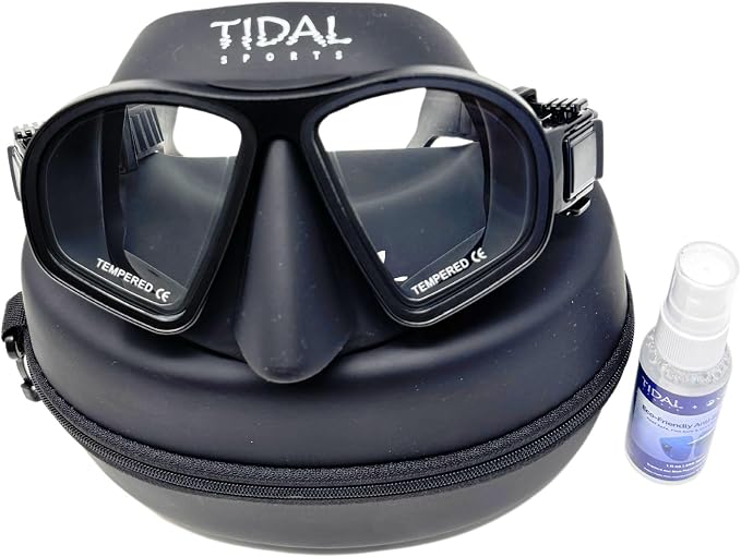 Tidal Freedive Mask - Aluma Pro with Advanced Anti-Fog Technology. Ultra Low Volume Mask for Freediving, Snorkeling and Scuba Diving. Tempered Glass Lens.