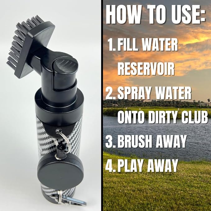 Golf Bag Accessories for Men – Golf Club Water Brush, 50 Golf Tees, Divot Tool & 12x20 Inch Towel - Golf Gifts for Men, Mens Golfing Gifts, Golf Essentials for Men, Golf Accessories Kit