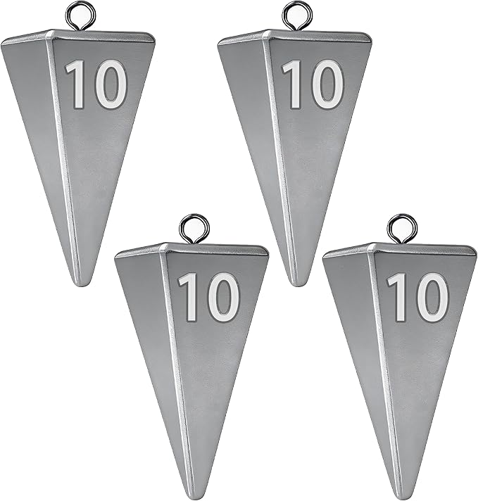 Pyramid Sinkers Fishing Weights, Saltwater Fishing Sinkers for Surf Fishing Gear Tackle - 1oz, 2oz, 3oz