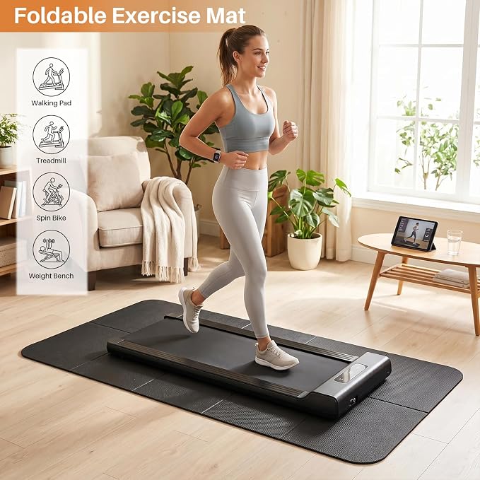 Treadmill Mat,Stationary Bike Mat,6mm Thick,Walking Pad Mat for Carpet,Under Exercise Bike Trainer Pad for Indoor Stationary Spin Bike Gym Equipment Hardwood Floor Carpet Protector