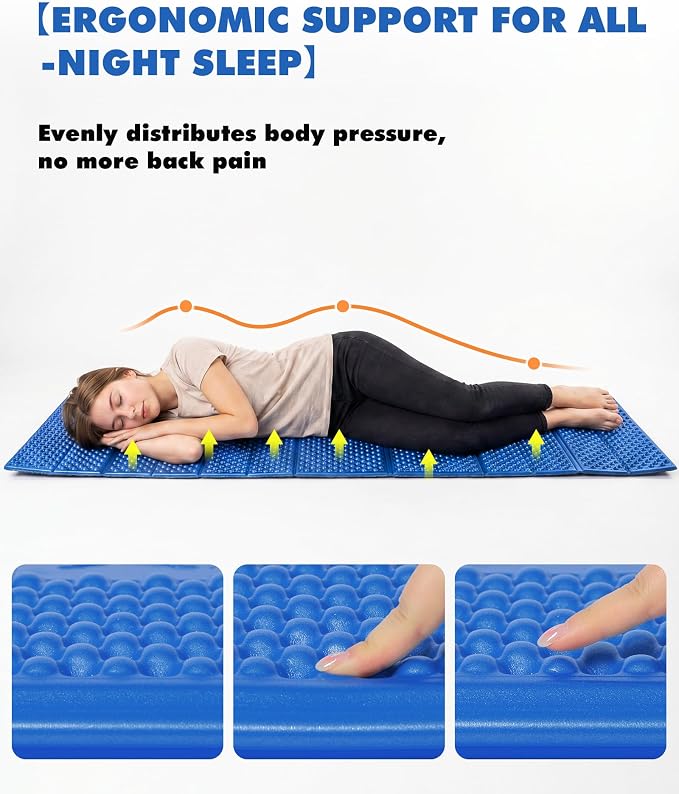 Camping Foam Sleeping Pad Lightweight Closed Cell Folding Camping Mat Moisture-Proof Camping Mattress Portable for Outdoor Hiking Mountaineering Blue
