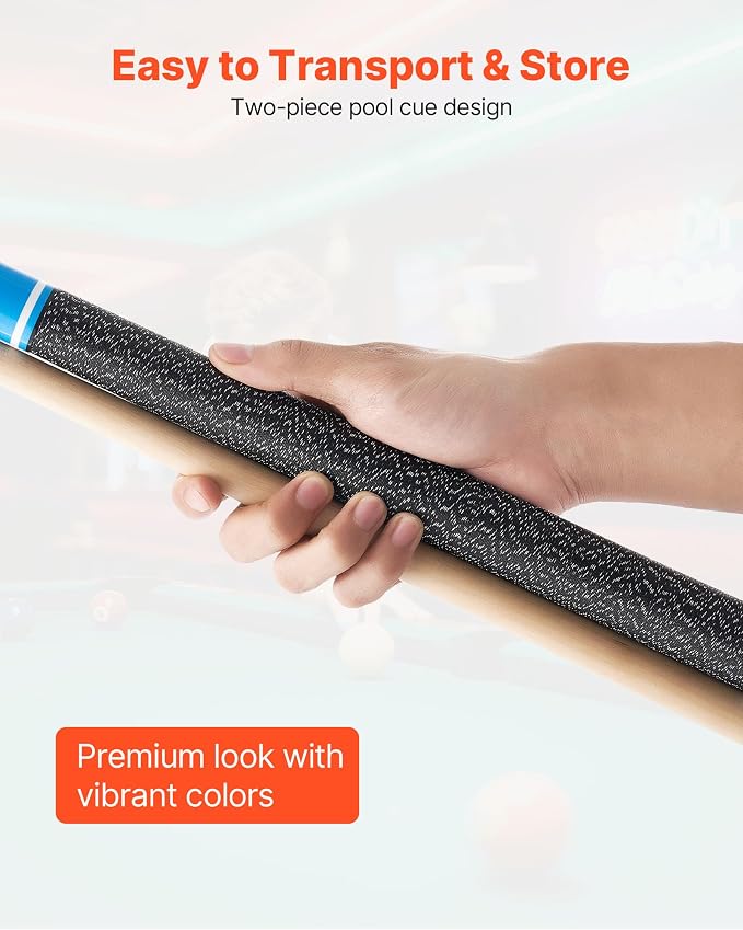 VEVOR Pool Cue, Pool Stick, 58 inch Billiard Pools Cue Stick with Multi-Layer Tip & ABS Connection Ring, Cues Sticks for Professional Pool Table, Bar, Home, Office