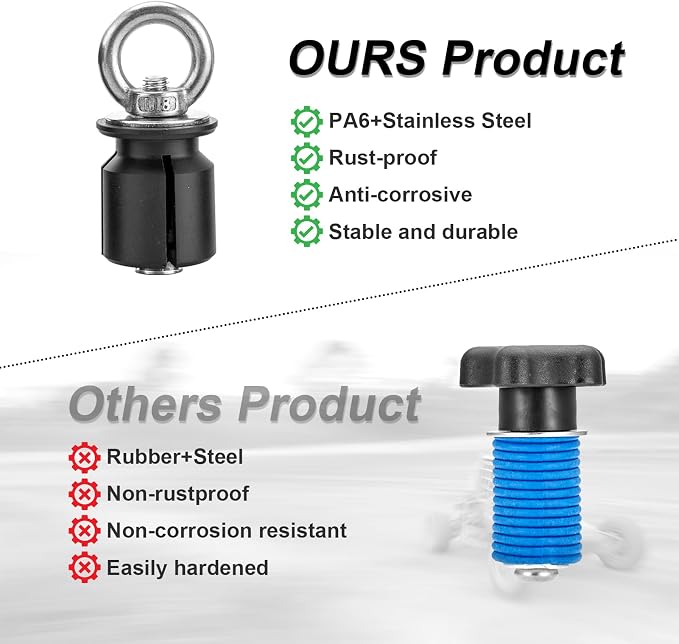 8Pcs UTV ATV Tie Down Anchors Kit Expansion Pin, Lock and Ride Bed Anchor Compatible with Polaris Ranger General 1000 XP with 1-7/16" Hole