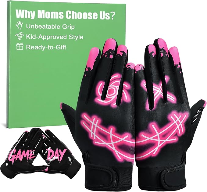 RIGWARL Football Gloves Adult Men, Youth Kids Football Gloves with Super Sticky Grip, Receiver Glove Adult Youth Kids Best Gift for Father‘s Day