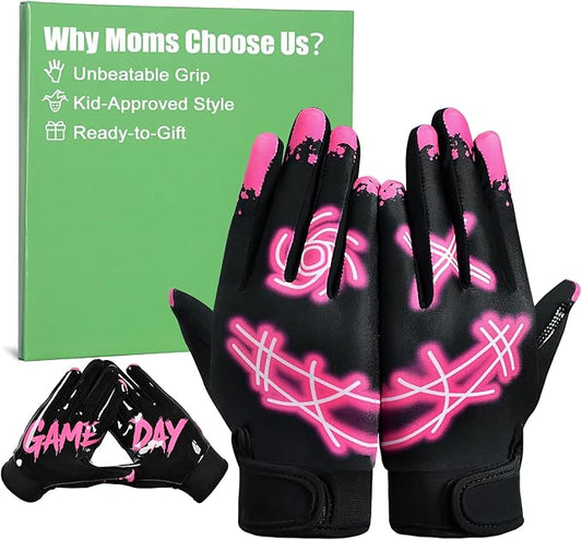 RIGWARL Football Gloves Adult Men, Youth Kids Football Gloves with Super Sticky Grip, Receiver Glove Adult Youth Kids Best Gift for Father‘s Day