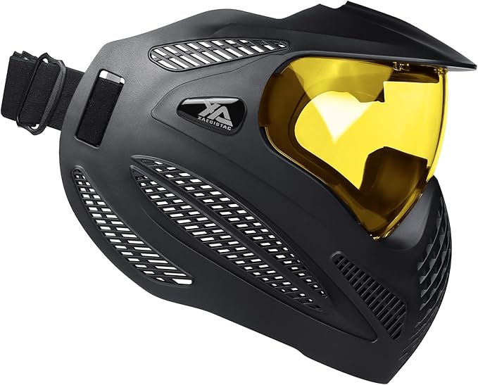 Xaegistac Paintball Mask-Intergrated Sun Visor Airsoft Mask, Wide Field of View, Anti Fog, Adjustable Headband for Paintball, Airsoft