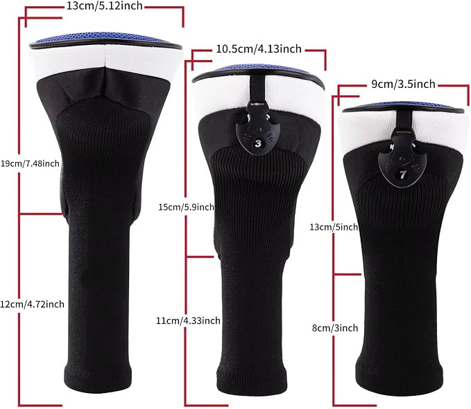 Golf Club Head Cover for Driver Fairway Hybrid 3 Pcs Woods Headcovers, Golf Accessories Head Covers Set with Interchangeable No. Tags 3 4 5 7 X Golf Accessories for Men Women