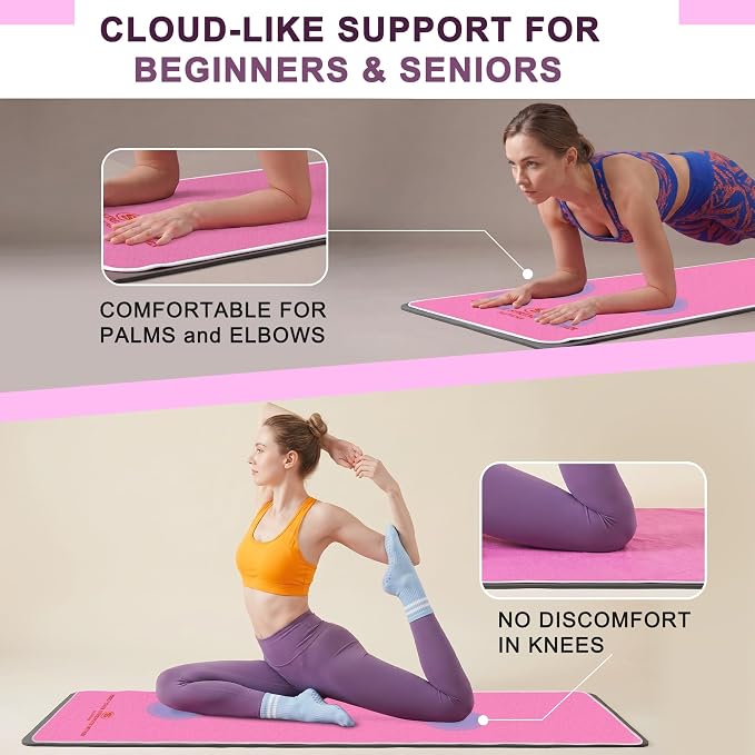 Upgraded Yoga Mat Towel with Bonus Grip Socks, Rose Pink | Elegant Embroidered, 1-Second Sweat Absorption & Non-Slip | Machine Washable Microfiber | Hot Yoga, Pilates | 73''*27.6''