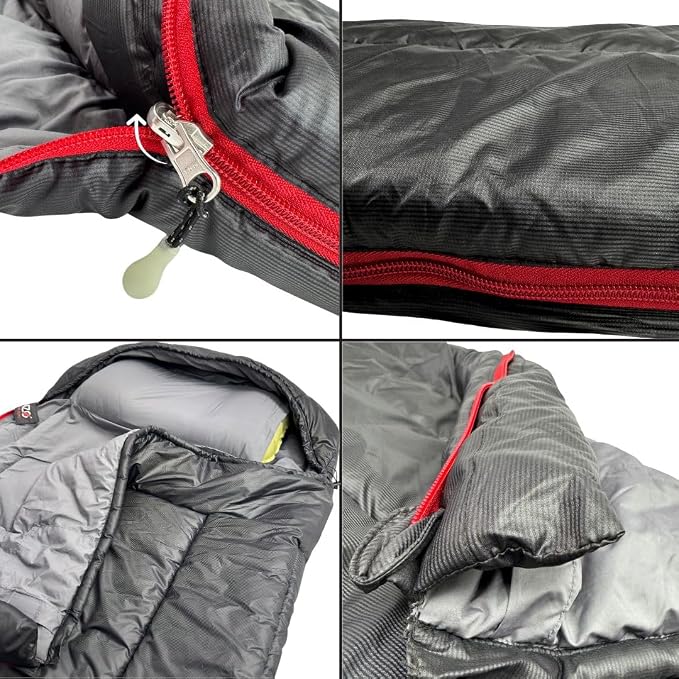 Near Zero Peralta 25°F Lightweight Sleeping Bag – Sorona Insulation for Outdoor Camping, Compact 2.5 lb Design, 20D Ripstop Nylon Shell – 86"x33", Compresses to 10"x6"