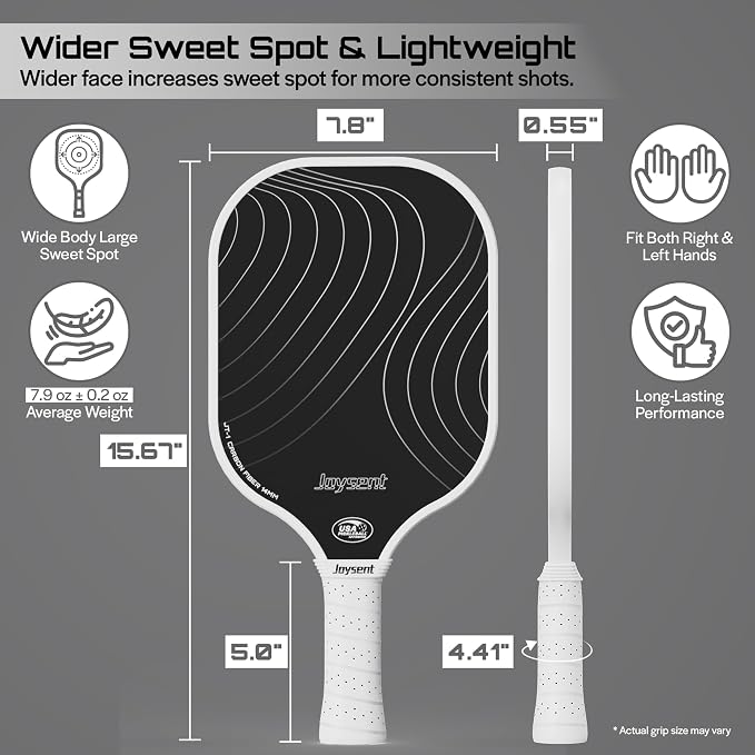 Pickleball Paddles Set, USAPA Approved Carbon Fiber Pickleball Set of 2 with Beginner Pickleball Rackets, Indoor Outdoor Pickle Balls for Adults Men Women, JT-1