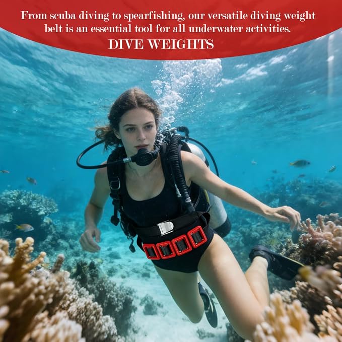 4 Pcs Scuba Weight Belt,Diving Weight Belt with Metal Block Buckle Coated Dive Weights Nylon Dive Belt Suitable for Free Diving