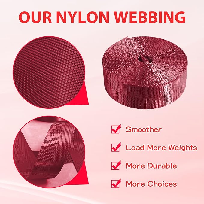 12 Rolls Nylon Webbing 1 inch 1.5 inch 2 inch Nylon Strap Webbing Straps Backpack Straps Nylon Belt, 10 25 50 3.3 Yards Webbing Strapping