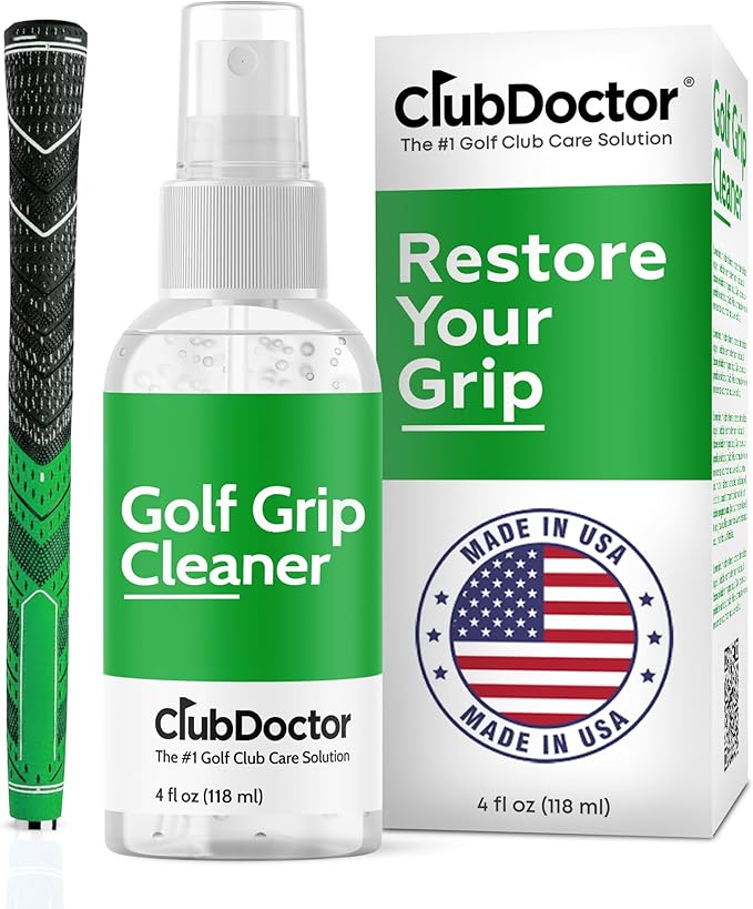 Club Doctor Golf Grip Cleaner – Safe for All Grip Types | Restores Tackiness, Improves Grip Feel, and Boosts Confidence | Proprietary Dirt-Removing Solution for Rubber, Leather, & Synthetic Grips