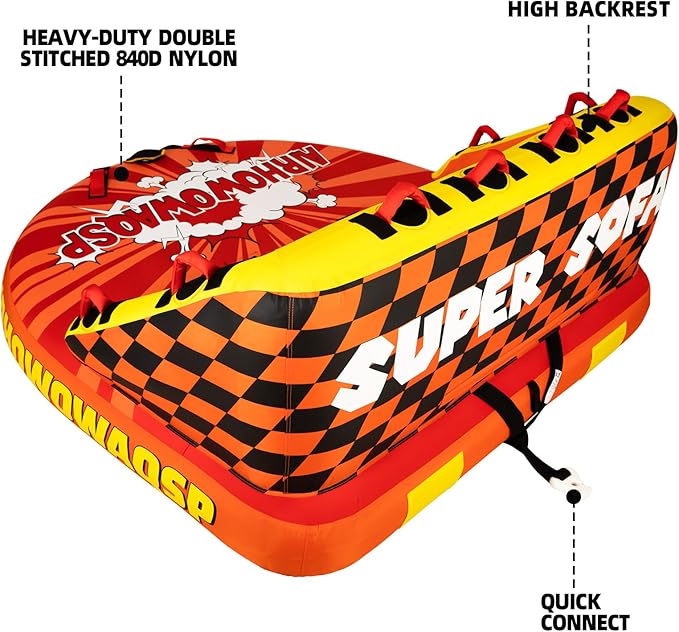 Super Sofa Towable Tubes for Boating 1-4 Person,Tubes for Boats,Inflatable Pull Boats/Boat Tube/Water Tube,Front&Back Tow Points with Heavy-Duty Thick Nylon Cover for Water Sports