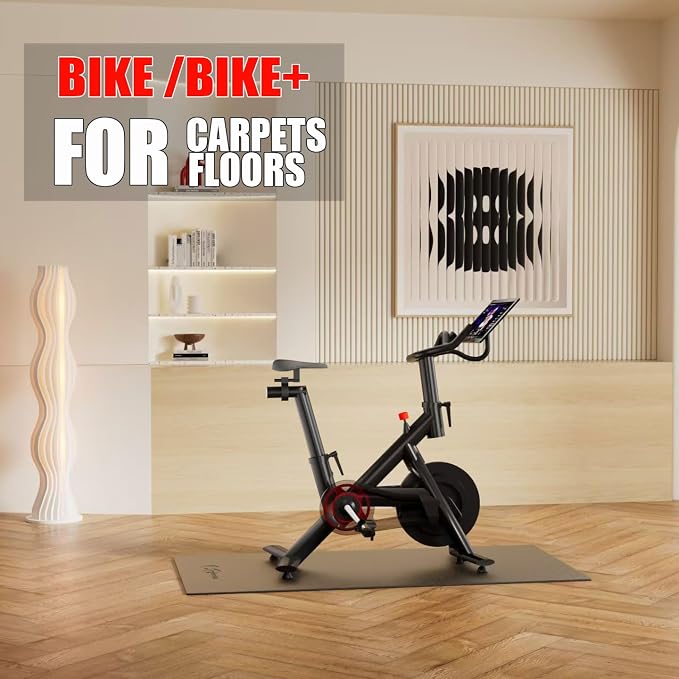 Cycleclub Bike Mat Compatible with Peloton Bike,Elliptical,Treadmill Mat, 6mm Thick, Under Exercise Bike Trainer Pad for Indoor Stationary Spin Bike Gym Equipment Hardwood Floor Carpet Protector