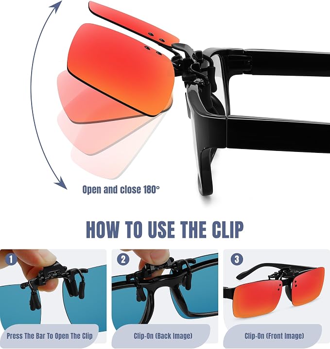 STORYCOAST Clip On Sunglasses for Men Women Polarized Fit Over Prescription Glasses Sports Fishing Driving