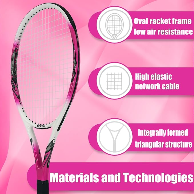Senston 27 inch Tennis Racket for Adults 1 Pack Tennis Racket Set Tennis Overgrip, Vibration Damper