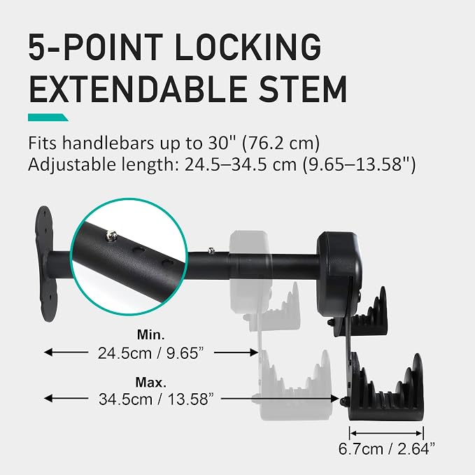 Buffalo Bike Wall Mount Rack – Adjustable Heavy-Duty Horizontal Indoor Hanger for Road, Mountain & Hybrid Bikes up to 48.5 lbs / 22 kg, Space-Saving Garage & Apartment Storage