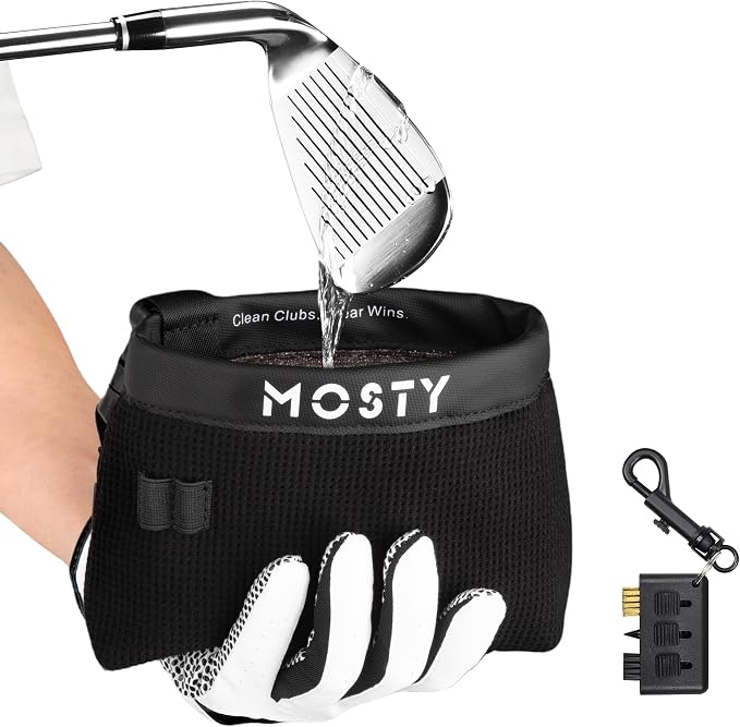 MOSTY Golf Club & Ball Cleaner Bag,Durable Golf Club Cleaning Kit and Ball Washer Pouch,Club Cleaner for Golf Bag, Golf Gifts for Men Women Golfers Him Unique, Essential