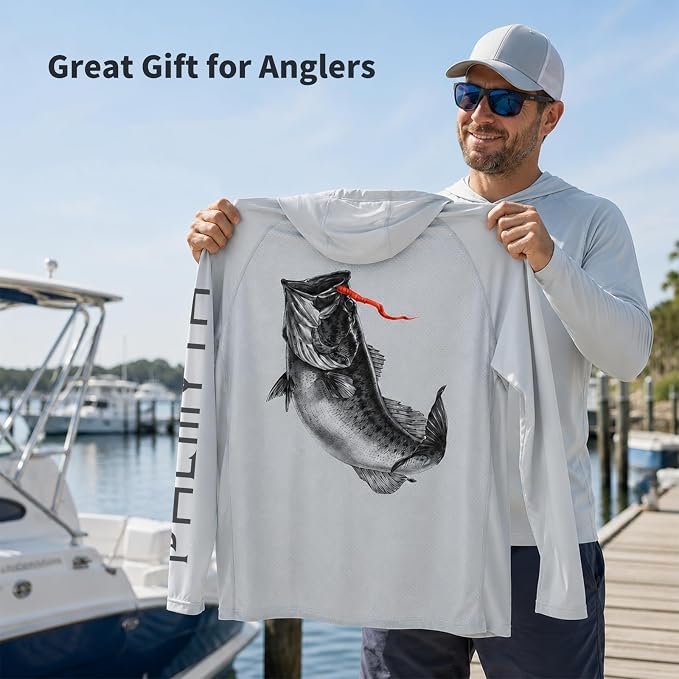 Palmyth Men's Fishing Hoodie Shirt UPF 50+ Quick-Dry Breathable Long Sleeve | Long Sleeve Fishing Shirt, UPF 50+ Sun Protection, Quick-Dry Fabric, Breathable Mesh Back, Built-in Face Mask, 4-way Stretch