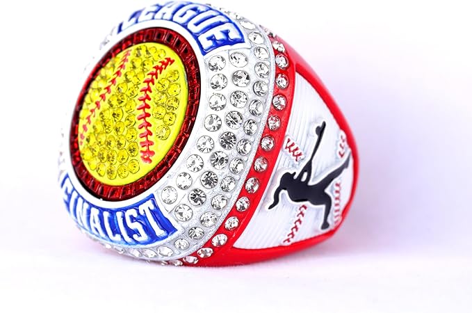 12 pcs Pack League Champions Finalist Softball Championship Awards Trophy Ring Softball Team Awards Softball Players Awards Size 9.5