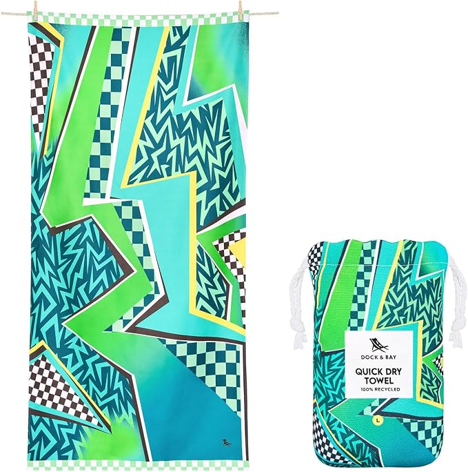 Dock & Bay Kid's Towel - for Beach Use - Quick Dry, Sand Free - Compact, Lightweight - 100% Recycled - Includes Bag - Tide Skater, Medium (130x70cm, 51x28)