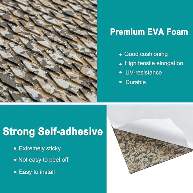 Hjdeck Boat Flooring EVA Foam Boat Decking Marine Carpet Non-Slip Decking Sheet Self-Adhesive Marine Flooring for Fishing Boat Kayak Yacht RV Swimming Pool Golf Cart 94.5"x23.6"/16.1"/11.8"