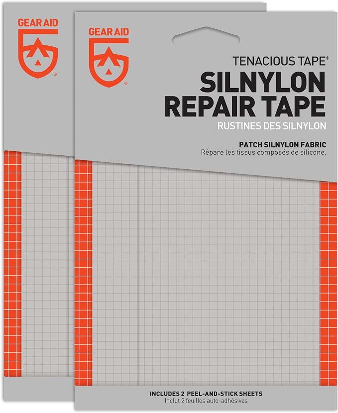 GEAR AID Tenacious Tape Silnylon Patches for Silicone Tent and Tarp Repair, 3”x5”
